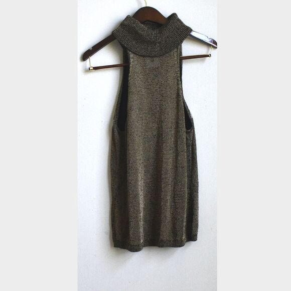 GUESS  Women's Metallic Sleeveless Ribbed Turtle Neck Sweater Size XL - Picture 4 of 6
